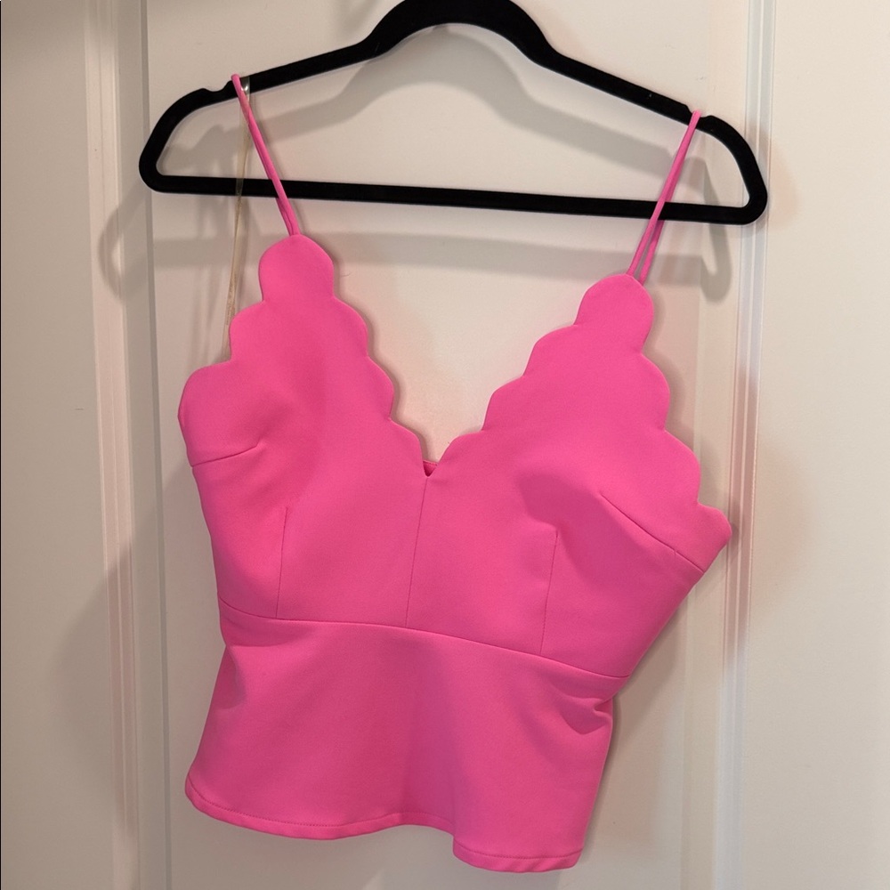 Hot & Delicious Pink Scalloped Tank Top